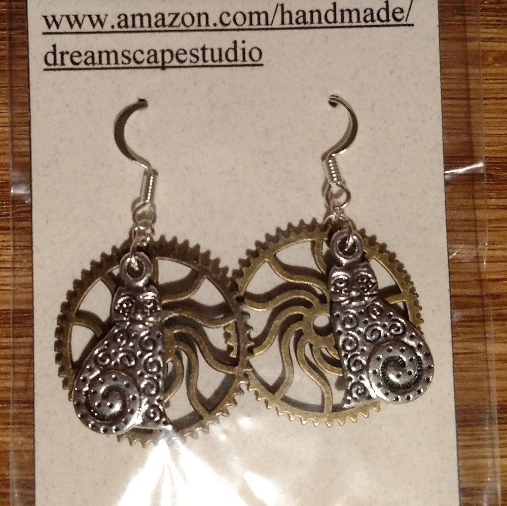 ⭐️Silver-tone LaurelBurch style cat lover earrings